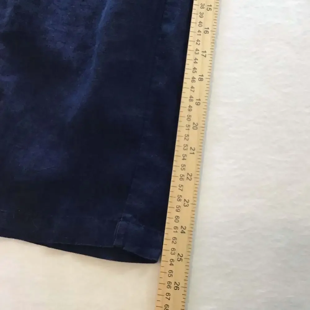 Quince European Linen Pull on Pants side pockets Sz Medium Navy Blue Chic